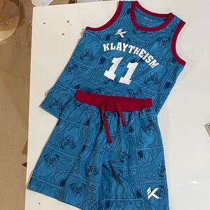 Kids Blue Basketball Tank Top and Shorts Set